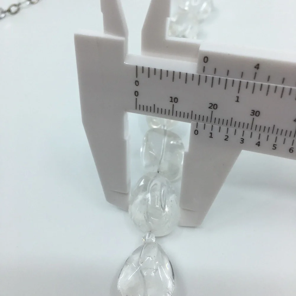 Vintage Chunky Clear Rock Crystal Quartz Beaded Necklace Silver Clasp